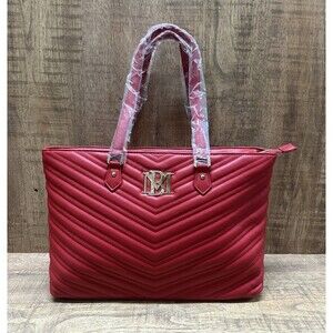 Badgley Mischka Chevron quilt tote large red bag with laptop compartments